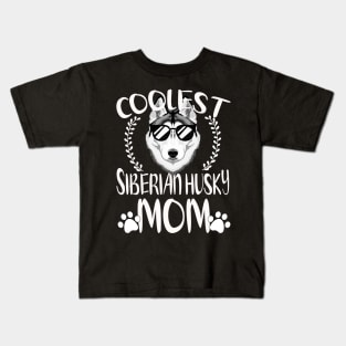 Glasses Coolest Siberian Husky Dog Mom Kids T-Shirt